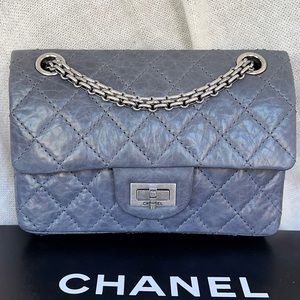 CHANEL Aged Calfskin Quilted 2.55 Reissue Mini Flap Grey